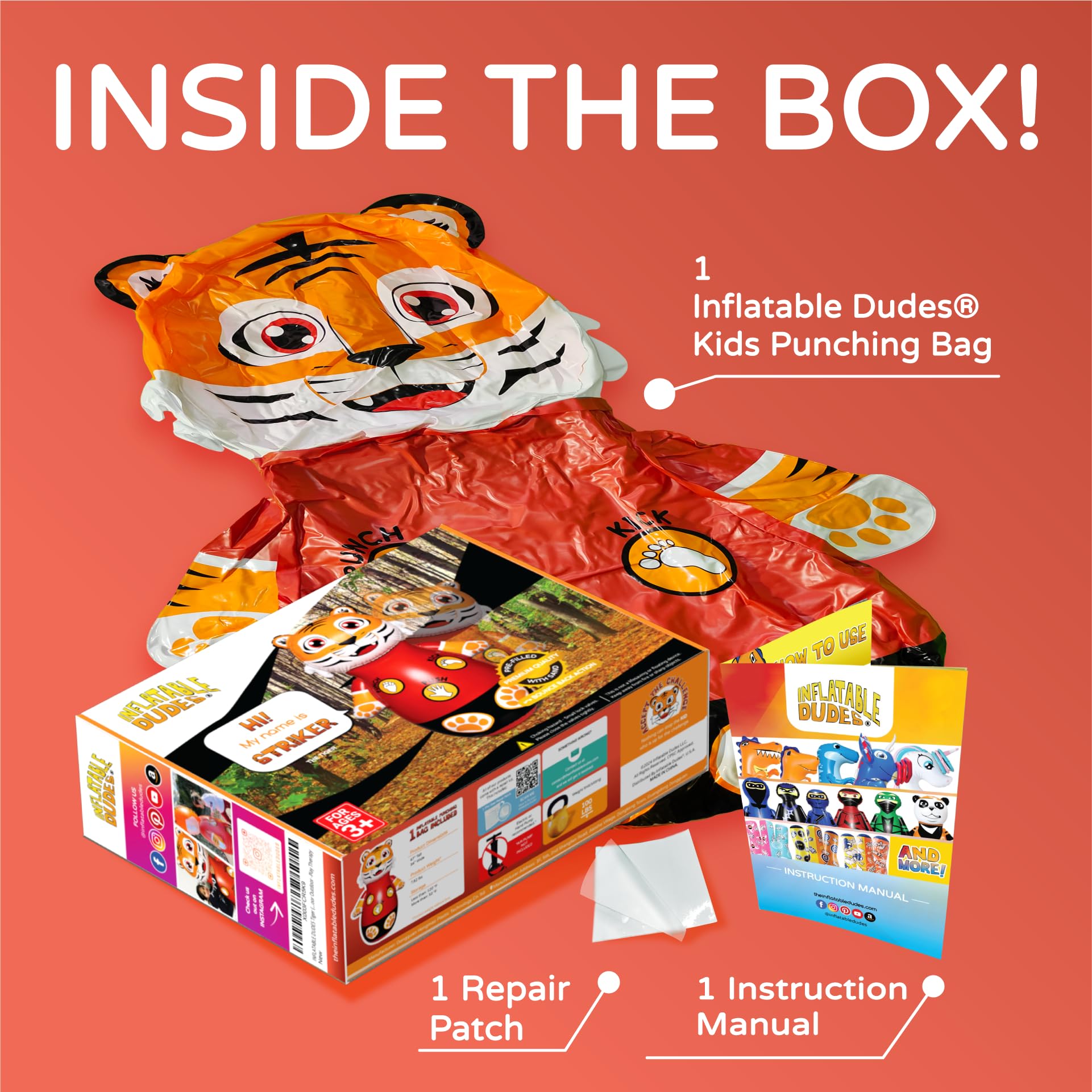 スポーツトイ・アクショントイ #UNBRANDED STEPROUND FULLSIZE Inflatable Dudes Target Bag - Double-Sided - Ninja Dinosaur